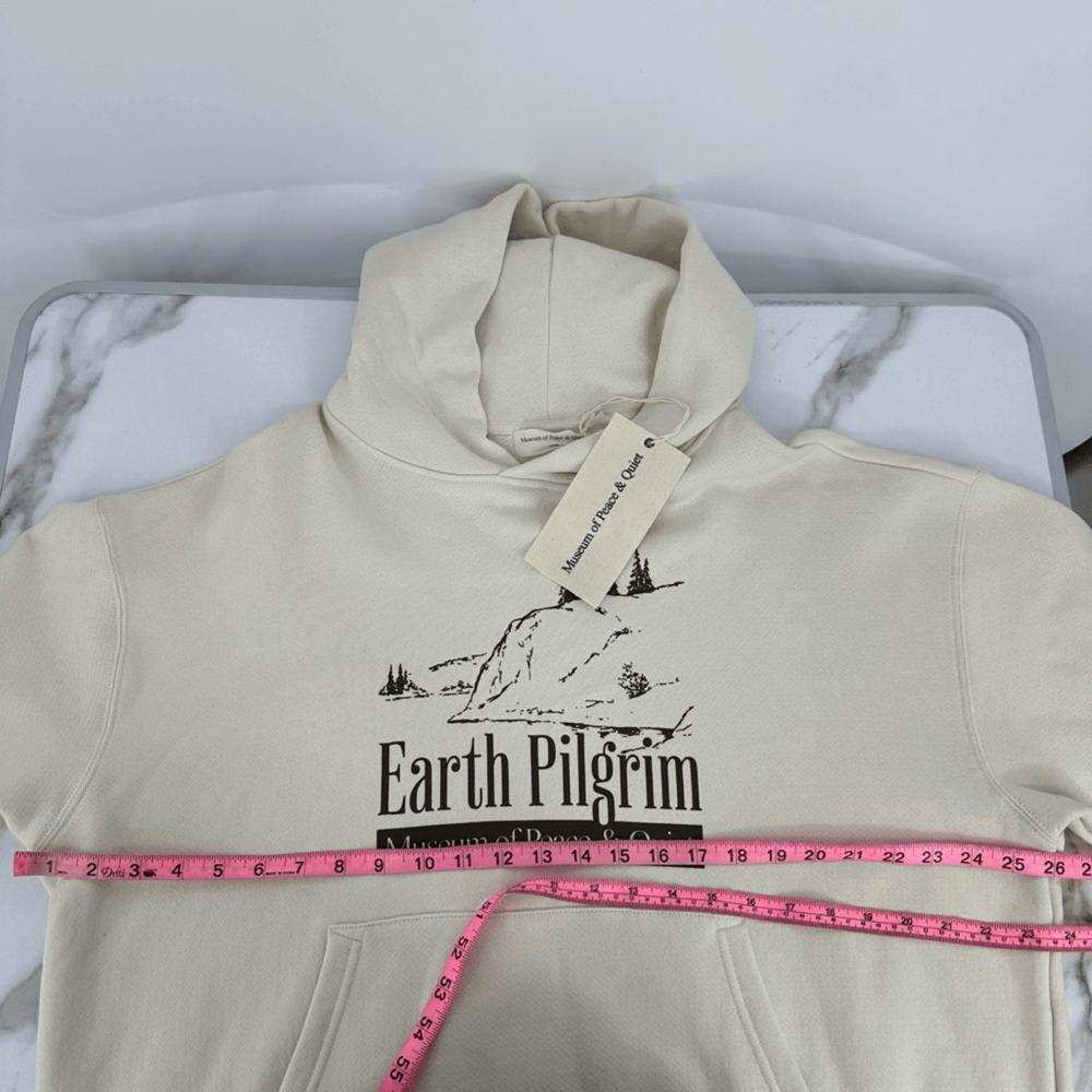 Museum of Peace and Quit Earth Pilgrim Mens L Graphic Hoodie Casual Gorpcore - Picture 5 of 13